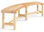 Costway Panca Da Giardino Curva, Panca In Legno Senza Schienale, Panca Resistente Alle Intemperie Per 3 Posti Fino A 360 Kg Di Portata, Panca Da Patio Panca Da Parco Legno, Natura