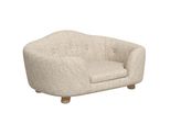 Fortuna Lai Divano Per Cani Con Tasca Posteriore, Rivestimento In Peluche Con Cuscino, Lettino Per Gatti, Adatto Per Cani Di Piccola Taglia, Pino, 70 X 47 X 30 Cm, Bianco Crema