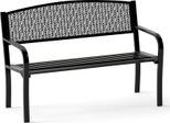 Panca Da Giardino Costway, Panca Per 2 Persone, Panca Da Balcone Con Schienale E Braccioli, Panca In Metallo Con Capacità Di Carico Fino A 300 Kg, Panca In Ferro, 128X60X86Cm, Nero