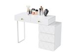 Comodino Aiorber Con 5 Cassetti, Montaggio Flessibile, Motivo A Onda Minimalista, Ampio Spazio Di Archiviazione, Design Moderno, Bianco