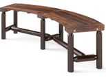 Costway Panca Da Giardino Curva, Panca In Legno Senza Schienale, Panca Resistente Alle Intemperie Per 3 Posti Fino A 360 Kg Di Portata, Panca Da Patio Panca Da Parco In Legno, Marrone