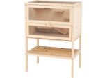 Gabbia Per Criceti In Legno Costway, Gabbia Per Piccoli Animali Con Rampa, Tetto A Cerniera In Rete, Porta E Ripiano Con Serratura, Gabbia Per Criceti A Più Livelli, 60X40X80Cm, Natura