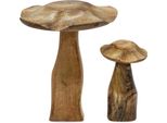 2.06 Funghi Di Mango In Un Set Di 2 Grandi E Piccoli - Circa 20 / 13 Cm - Set Di Funghi In Legno (1X 703717 + 1X 703719)