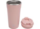 Tazza Da Caffè Auto-Riempitiva Tazza Di Miscelazione Automatica In Acciaio Inox Ricaricabile Con Coperchio Per L'ufficio, L'auto E La Casa Rosa