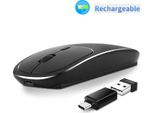 Inf Mouse Ottico Wireless Silenzioso: Bluetooth 5.0 + 2.4G, 6 Tasti, Nero Nero