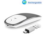 Inf Mouse Ottico Wireless Silenzioso: Bluetooth 5.0 + 2.4G, 6 Tasti, Nero Grigio