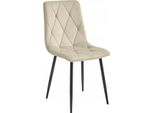 Sedia Imbottita In Velluto Beige "Velvet"", Sedia Imbottita Per Soggiorno E Sala Da Pranzo"