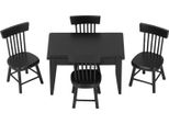 1:12 Casa Delle Bambole Tavolo Sedia Set Nero In Legno Accessori Mobili In Miniatura Per La Scena Sala Da Pranzo