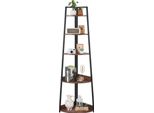 Vevor Scaffale Ad Angolo Con 5 Livelli, Scaffale Ad Angolo Alto Per Piante, Scaffale Espositivo Con Struttura In Metallo E Ripiani In Legno, Scaffale Espositivo Per Libri Per Camera Da Letto, Soggiorno, Ufficio Marrone