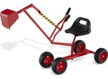 Costway Escavatore Da Seduti Ruotabile A 360°, 122X40X66 Cm Escavatore Gigante In Metallo Con Pala E Ruote, Escavatore Sabbioso, Escavatore Cavalcabile Escavatore Di Sabbia Per Bambini 3+ Rosso