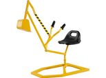 Costway Escavatore Da Seduto Girevole A 360°, 112X40X64Cm Escavatore Gigante In Metallo Con Pala E Comandi A 2 Mani, Escavatore Da Seduto Per Sabbia Per Bambini 3+Giallo