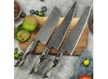 Set Di Coltelli Da Cucina Damasco KU-37428 - Nero/Oro KP37428