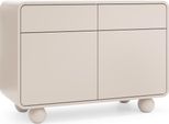 Credenza In Cashmere Con Due Armadi E Due Cassetti - Design Moderno, Gambe Sferiche, 108 X 75 X 39 Cm