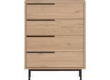 Cassettiera A 4 Cassetti Rebecca Mobili Maguey 95X75X44,5 Truciolare Ferro Marrone Grigio Scuro Moderno
