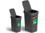 Novaliv Set Di Cestini Per Rifiuti 10L + 25L, Cestino Per Rifiuti Con Coperchio 2In1, Coperchio A Cerniera E Coperchio Girevole, Cestino Antiodore Per Bagno Cucina Casa Ufficio, Cestino Per Rifiuti Cestino Per Rifiuti In Plastica