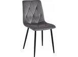 Sedia Imbottita In Velluto Grigio "Velvet"", Sedia Imbottita Per Soggiorno E Sala Da Pranzo"