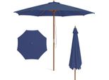 Ombrellone Costway 300 Cm, Ombrellone Da Giardino In Legno, Ombrellone Da Balcone, Ombrellone Da Terrazzo, Ombrellone Da Mercato Per Giardino, Balcone, Terrazza, Piscina, Blu