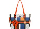 Gallantry, Borsa Da Donna Con Motivo A Quadri E Fiocco Decorativo Pendente, Arancione