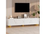 Mobile Tv Merax 180 Cm Bianco Con Design Cloud, Mobile Tv 180 Cm Per 75 Pollici, Mobile Tv Basso Con 4 Ante, Portata 65 Kg, Spazio Di Archiviazione Giocoso