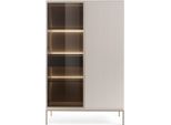 Vetrina Moderna Alta Con Frontale Scanalato, 104×166×39 Cm, Cashmere/Oro