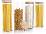 Arendo Barattoli Per La Conservazione, Set Di Barattoli In Vetro 4X 2,2 L In Vetro Borosilicato Con Coperchio In Bambù, Ermetici, Set Di 4, Resistenti Al Calore, Ecologici, Durevoli, Adatti Al Microonde