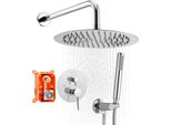 Vevor Sistema Doccia A Pioggia Per Il Bagno Sistema Doccia Con Soffione A Pioggia Rotondo Da 254 Mm E Doccetta, Rubinetteria A Parete Per Il Bagno Con Valvola In Ottone E Set Decorativo, Argento Cromato