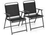 Costway Set Di 2 Sedie Da Giardino Pieghevoli, Sedie Pieghevoli, Sedie Da Balcone Con Braccioli, Sedie Da Patio, Sedie Da Esterno Fino A 150 Kg, Sedie Da Pranzo Nere