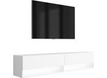 Lavagna Tv 170 Cm Bianco Opaco, Led Bianco, 170 × 32 × 34 Cm