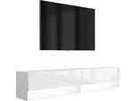 Lavagna Tv 170 Cm Bianco Opaco / Bianco Lucido, Led Bianco, 170 × 32 × 34 Cm