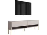 Lavagna Tv 170 Cm In Cashmere, Gambe Dritte Dorate, 170 × 32 × 52 Cm