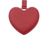 Inf Specchietto Cosmetico A Cuore In Pu E Acciaio Inox, Portatile, Da Viaggio Rosso
