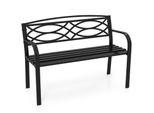 Panca Da Giardino Costway Per 2 Persone, Panca Resistente Alle Intemperie, Panca Da Balcone Con Schienale E Braccioli, Panca In Metallo Fino A 300 Kg, 116 X 49 X 83 Cm