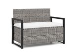 Costway Panca Da Giardino A 2 Posti Con Vano Portaoggetti E Cuscino Di Seduta, Panca Da Balcone Resistente Alle Intemperie, Panca In Polyrattan Fino A 360 Kg, Panca Da Patio 117X62X85Cm