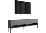 Lavagna Tv 170 Cm Antracite, Gambe Dritte Dorate, 170 × 32 × 52 Cm