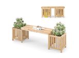 Panca Da Giardino Costway, Panca A 2 Posti Con Fioriera E 2 Fioriere Laterali, Panca In Legno Per Giardino, Balcone E Terrazza