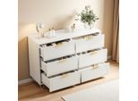 Cassettiera Proximax Con 6 Cassetti, Bianca, Design Moderno Con Maniglie Dorate, Mobile Credenza Per Camera Da Letto E Soggiorno