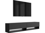 Lavagna Tv 170 Cm Nero Opaco, Led Bianco, 170 × 32 × 34 Cm