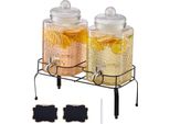 Distributore Di Bevande 2X5,5L - Distributore Di Succhi Con Rubinetto - Ideale Per Feste E Bar - Distributore Di Bevande In Vetro