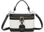 Gallantry, Vanity Bag Da Donna Con Motivo Pied-De-Poule E Manico Rigido, Bianco/Nero