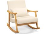 Costway 78X66X83Cm Sedia A Dondolo In Legno, Poltrona, Sedia Lounge Imbottita Con Braccioli, Schienale E Cuscino Di Seduta, Sedia A Dondolo, Beige