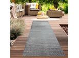 Tappeto Moderno Per Esterni Resistente Alle Intemperie Per Terrazze E Balconi In Stile Boho Di Alta Qualità E Di Facile Manutenzione, Colore Antracite - 80 X 250 Cm
