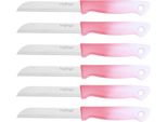 6 Pezzi Coltello Da Cucina 18 Cm Con Manico Ergonomico - Versatile E Facile Da Pulire, Rosa