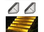 Inf Luci Solari Per Gradini Da Esterno: Abs+Pc, 4X3.3X2.25Cm, Illuminazione Calda 2 Pack