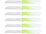 6 Pezzi Coltello Da Cucina 18 Cm Con Manico Ergonomico - Versatile E Facile Da Pulire, Verde Chiaro