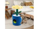 Tiragraffi Costway Piccolo, Alto 72 Cm, Albero Per Gatti Con Grotta Per Gatti, Piattaforma Floreale, Tiragraffi E Foglie, Tiragraffi Per Gatti Mobili Per Gatti Blu+Giallo