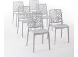 Set Di 6 Sedie Impilabili In Polipropilene Con Fibre Di Vetro Per Esterni E Giardino, Bar E Ristoranti, Cucina Design Moderno - Anna - Grigio Chiaro