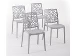 Set Di 4 Sedie Impilabili In Polipropilene Con Fibre Di Vetro Per Uso Esterno E Giardino, Bar E Ristorante, Cucina Design Moderno - Anna - Grigio Chiaro