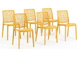 Set Di 6 Sedie Impilabili In Polipropilene Con Fibra Di Vetro Per Uso Esterno E Giardino, Bar E Ristorante, Cucina Design Moderno - Anna - Giallo Senape