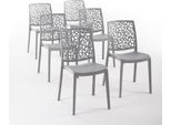 Set Di 6 Sedie Impilabili In Polipropilene Con Fibre Di Vetro Per Esterni E Giardino, Bar E Ristoranti, Cucina Design Moderno - Anna - Grigio Scuro