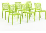 Set Di 6 Sedie Impilabili In Polipropilene Con Fibra Di Vetro Per Uso Esterno E Giardino, Bar E Ristorante, Cucina Design Moderno - Anna - Lime